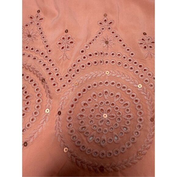 Torrid Peach Challis Eyelet Border Cold Shoulder Casual Top Womans Size 2X - Picture 8 of 11